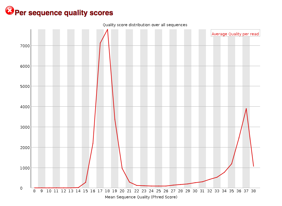 The mean sequence quality shows there are two populations