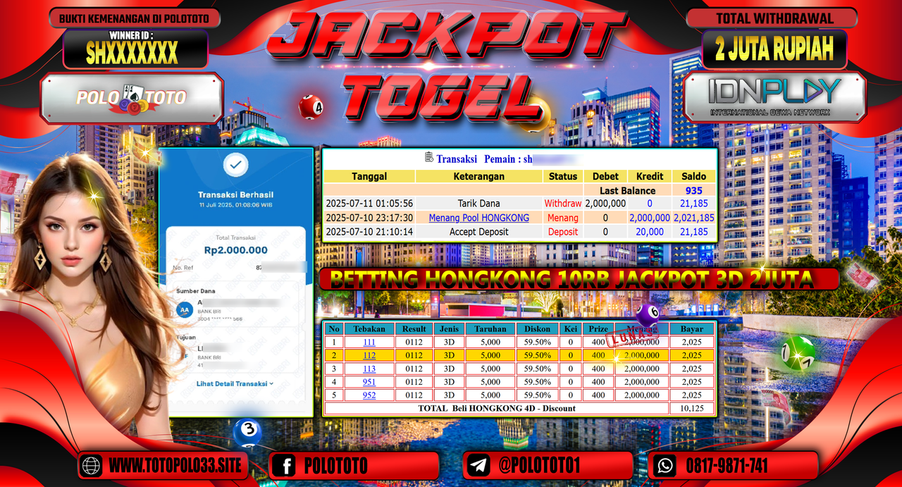POLOTOTO JACKPOT TOGEL HONGKONG LOTTO Rp.2.000.000,-