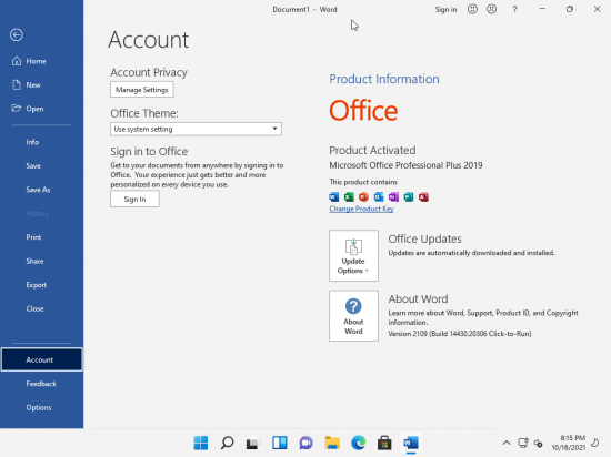 Windows 11 AIO 21H2 Build 22000.258 Final (No TPM Required) + Office 2019 Pro Plus Preactivated