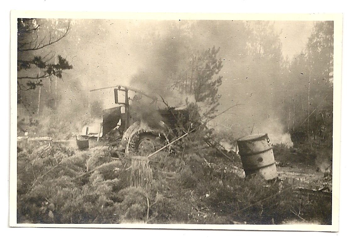 Orig.Foto ausgebrannter zerstörter Büssing - LKW