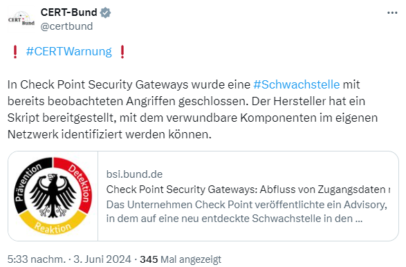 BSI-Warnung vor CVE-2024-24919 