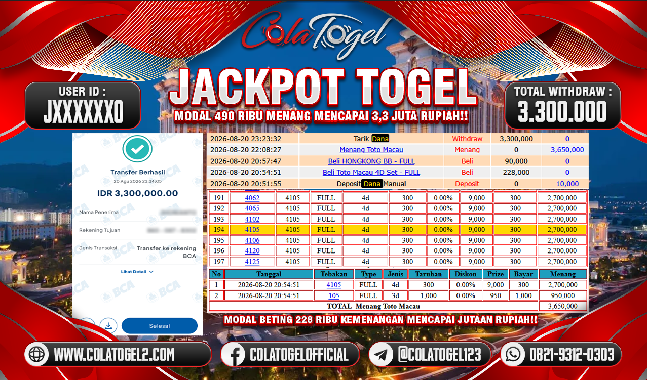 JACKPOT TOTO MACAU!! 