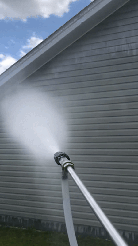 Siding wash in progress