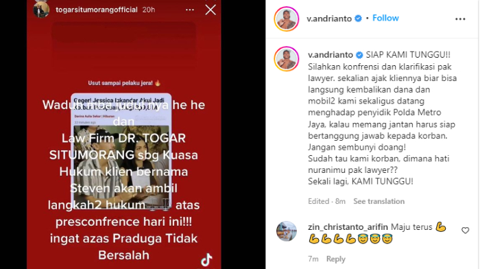 Vincent Verhaag bereaksi setelah kuasa hukum Steffanus tak terima Jessica Iskandar membuat konferensi pers setelah melaporkan dugaan penipuan.