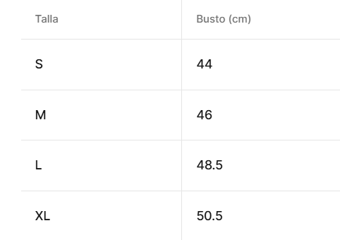 Guía de tallas