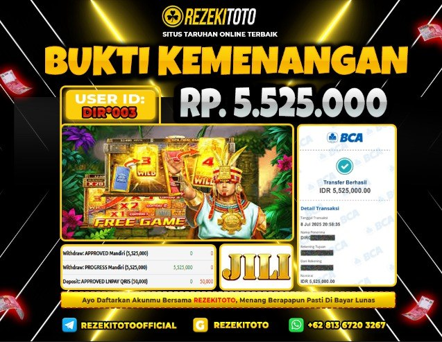 BUKTI KEMENANGAN 08 JULI 2025 GOLDEN EMPIRE 5 JUTA 