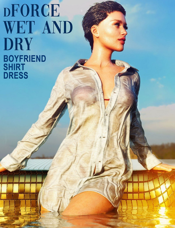 dForce Wet and Dry Boyfriend Shirt Dress for Genesis 8 Female(s) dForce Wet and Dry Boyfriend Shirt Dress for Genesis 8 Female(s)