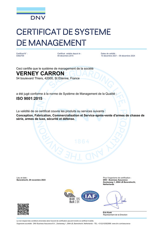 Verney-Carron_Certificat ISO 9001_Version 2015_Français_validité du 10.12.2021 au 09.12.2024_001