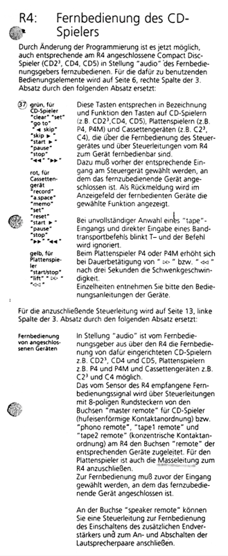 R4 Fernbedienung CD Spieler