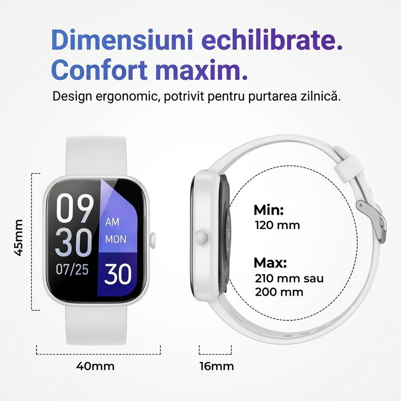 Smartwatch ROTTER Alb