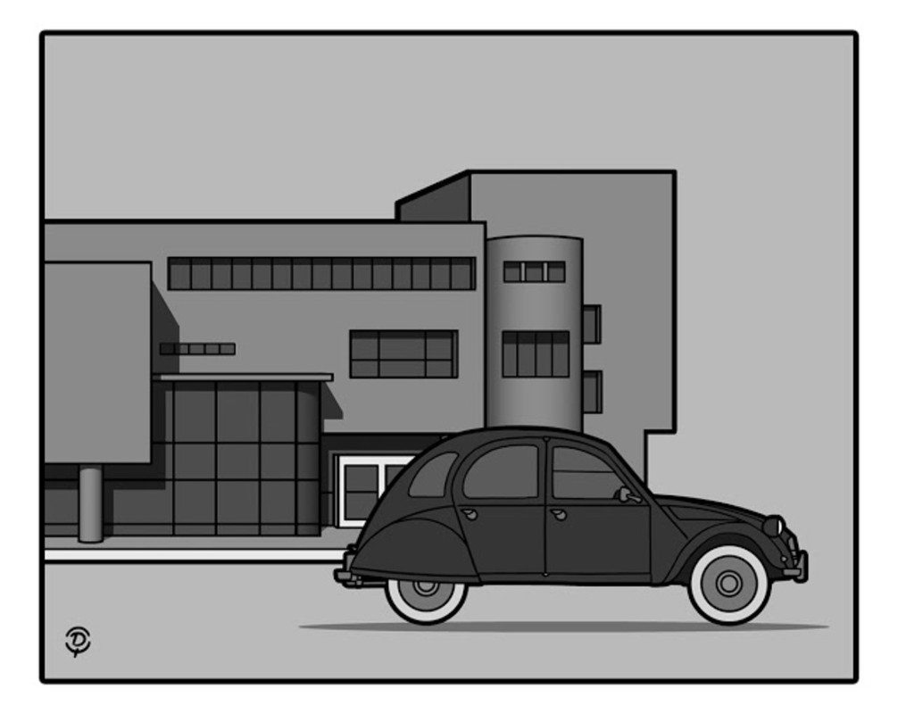 Delius Citroen 2CV monochrome diurne