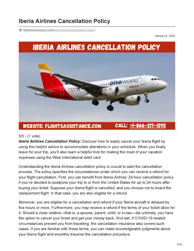 Iberia Airlines Cancellation Policy