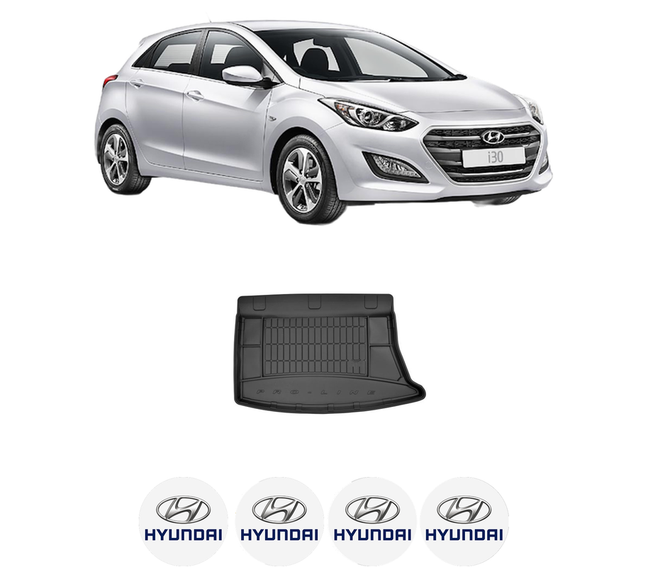 Tavita Portbagaj HYUNDAI i30 (GD) din 2011-2016, Protectie Portbagaj Auto, 4x Stickere auto cu HYUNDAI