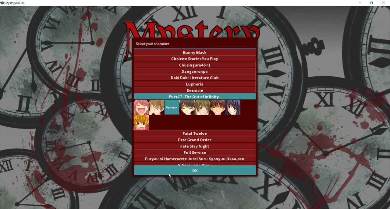 Login menu character open select