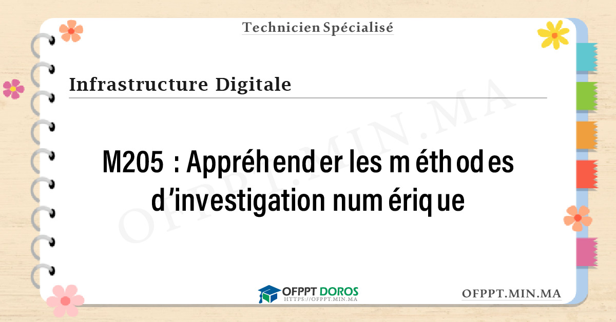 Sommaire détaillé du cours Appréhender les méthodes d’investigation numérique M205 OFPPT - Structure du module