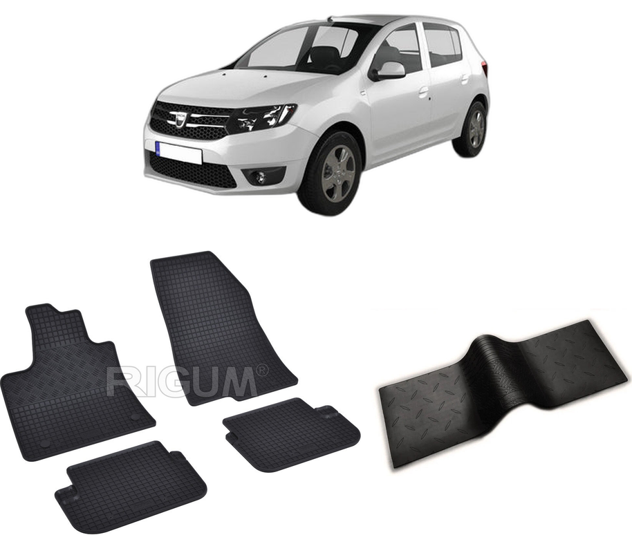 Set covorase auto DACIA SANDERO III din 01.2021-PREZENT, cu covoras tunel median, CAROSERIE HATCHBACK, Presuri cauciuc 100%, compatibil cu autoturismul DACIA SANDERO III, Rigum
