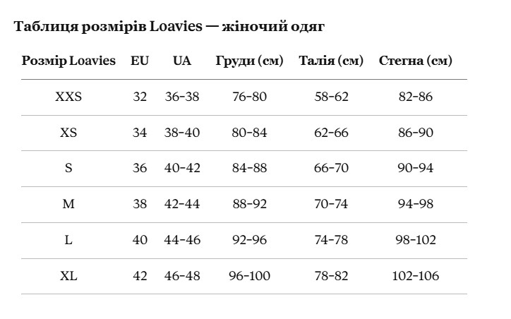 Loavies size chart