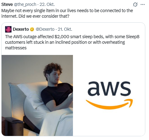 Kaputtes Bett durch AWS-Ausfall