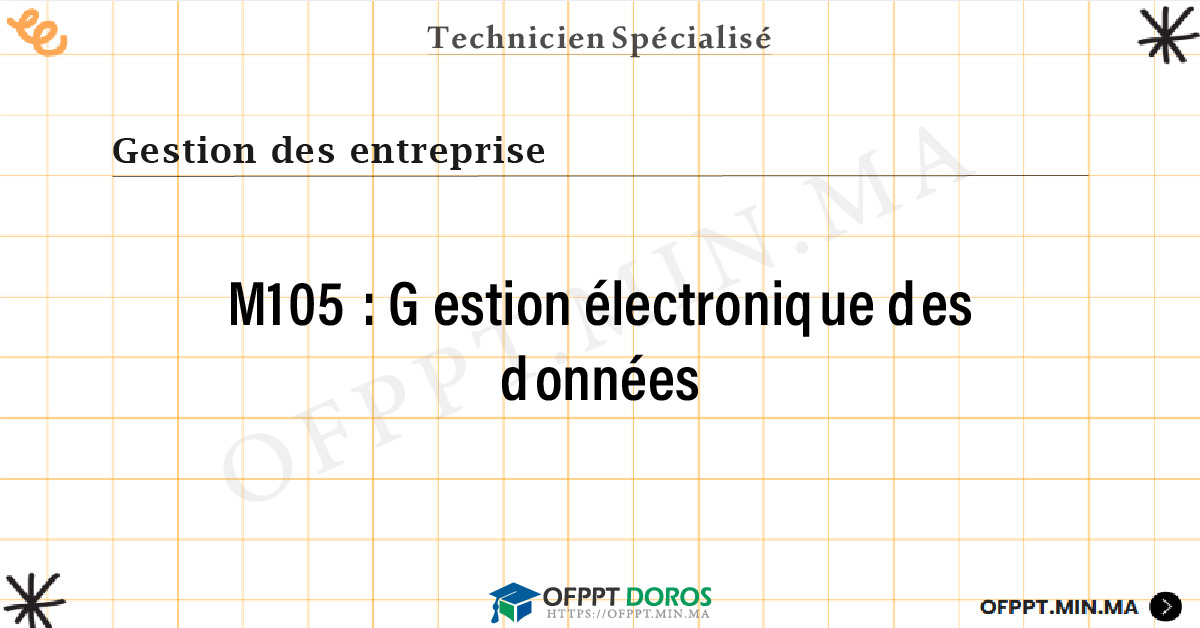 Sommaire détaillé du cours Gestion électronique des données M105 OFPPT - Structure du module