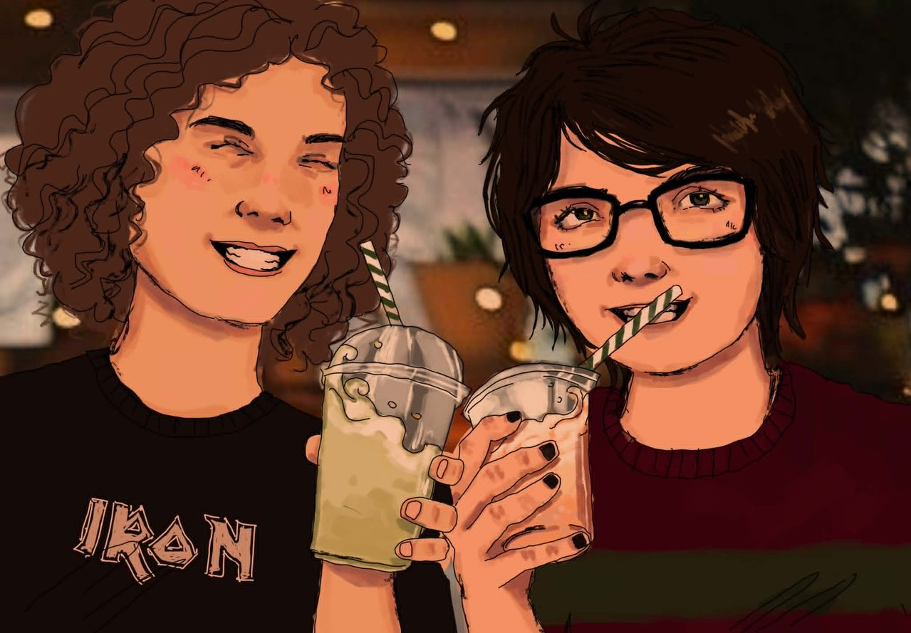 Gerard and Ray on a coffee