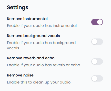 Audimee isolate vocals