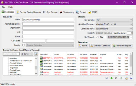 TekCERT 2.7.5.0 TekCERT 2.7.5.0