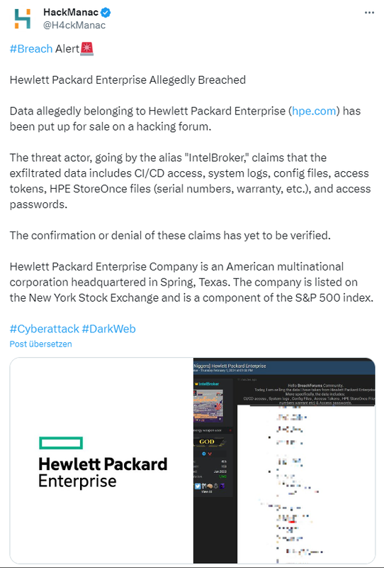 Daten von HPE im Darknet