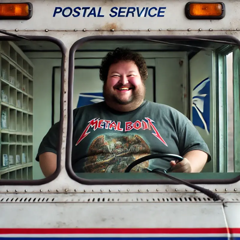 DALL-E-2024-09-13-14-27-43-A-photo-of-a-very-chubby-grinning-man-sitting-inside-a-postal-delivery.webp