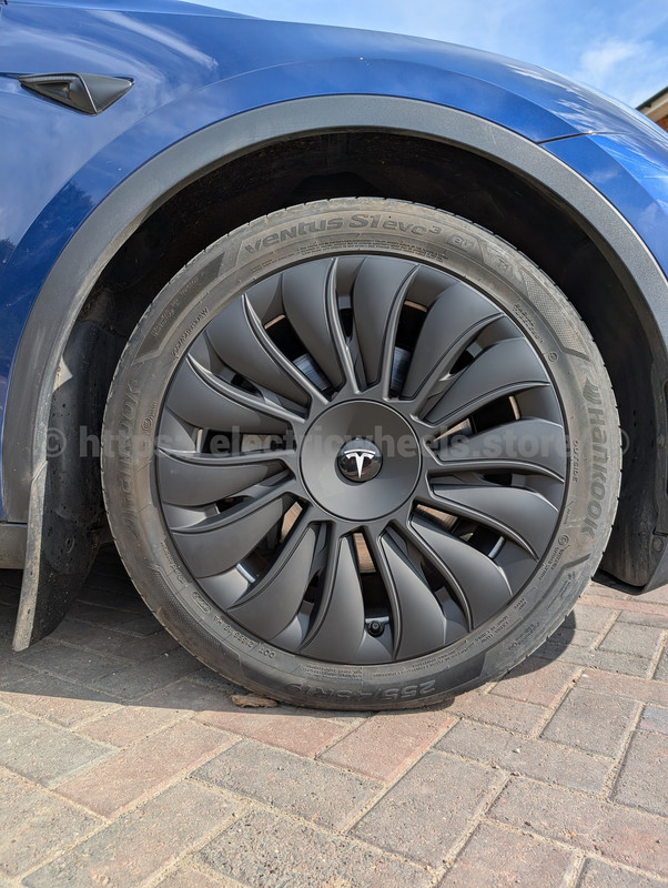 Close-up of Tesla Model Y wheel cover