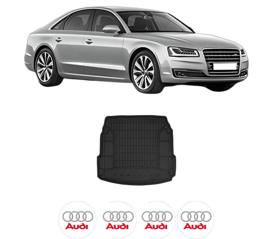 Tavita Portbagaj AUDI A8 D4 (4H2, 4H8, 4HC, 4HL) din 2009-2018, Protectie Portbagaj Auto, 4x Stickere auto cu AUDI