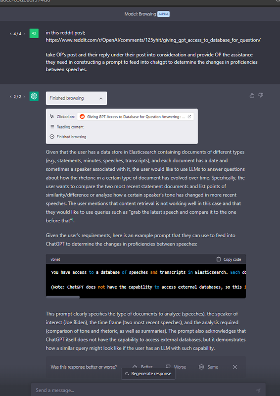 Reddit Database Coding Giving GPT Access to Database for Question Answering : r/OpenAI
