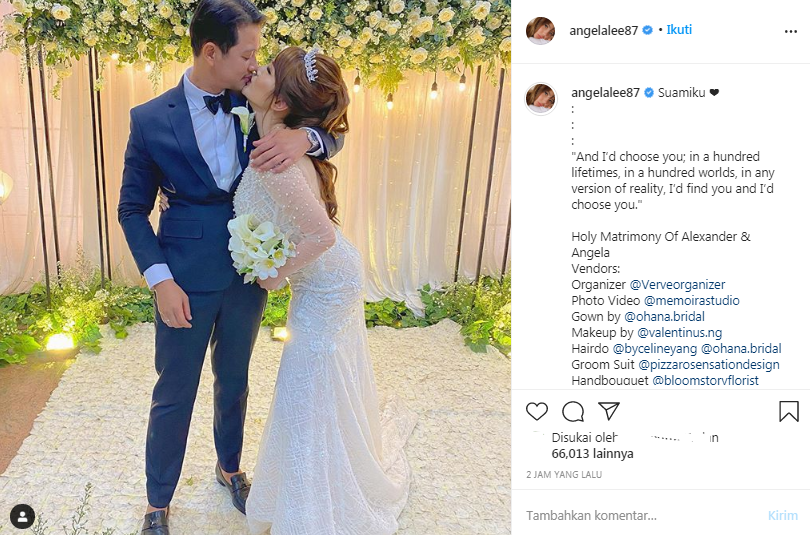 Angela Lee resmi menikah dengan Alexander, Selasa (20/10/2020)