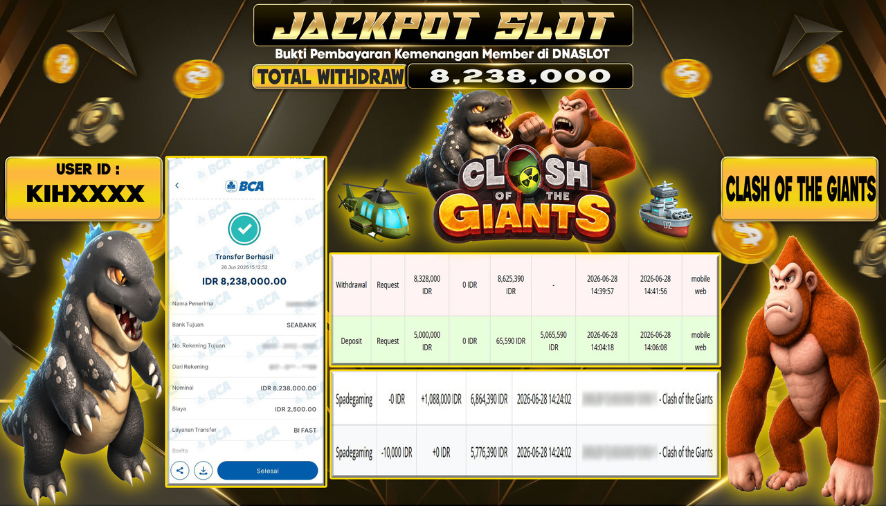 JACKPOT SLOT CLASH OF THE GIANTS  28 JUNE 2026