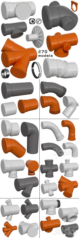 Counstraction designer water supply sewerage pipes fittings clamps crosspieces couplings
