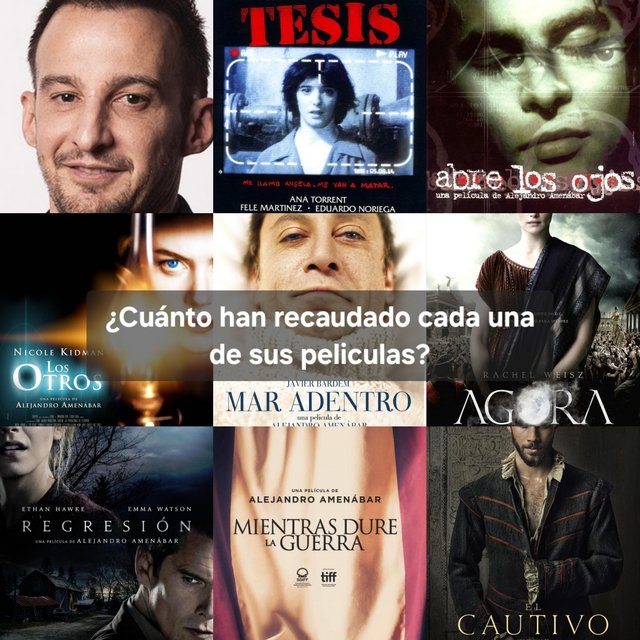 RECAUDACIÓN DE CADA UNA DE LAS PELÍCULAS DE ALEJANDRO AMENÁBAR