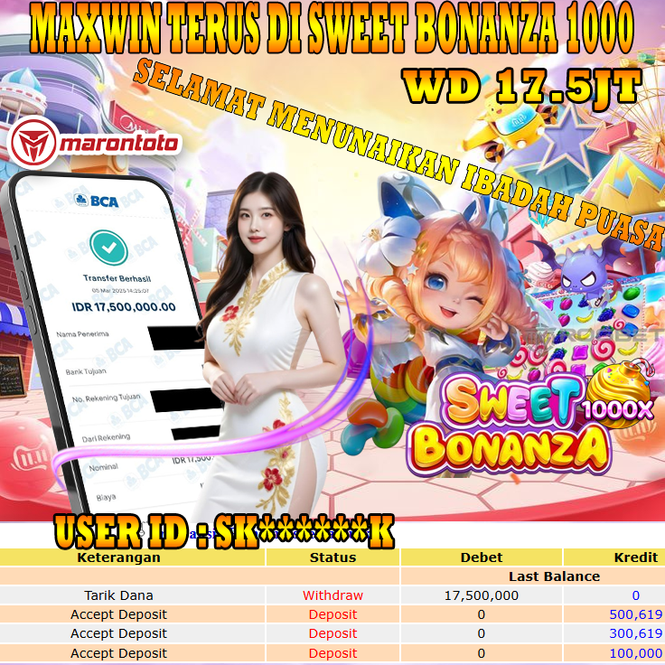 Bukti Kemenangan Member Marontoto Sebesar 17,500,000 JuTa