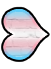 A sideways heart resembling the transgender pride flag pointing right.