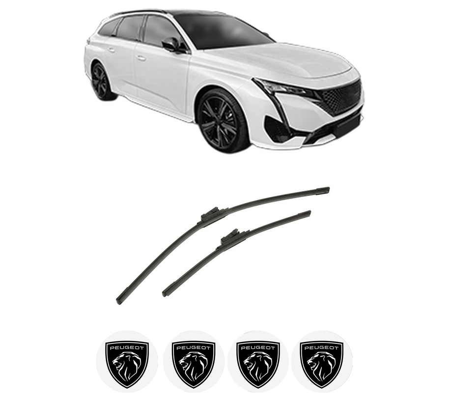 Set stergatoare auto PEUGEOT 308 SW III (FC_, FJ_, FR_, F4_, FN_) din 2021-2025, pentru parbriz auto, 2 bucati, Bosch Aerotwin, din cauciuc siliconat rezistent, 4 Stickere Auto PEUGEOT