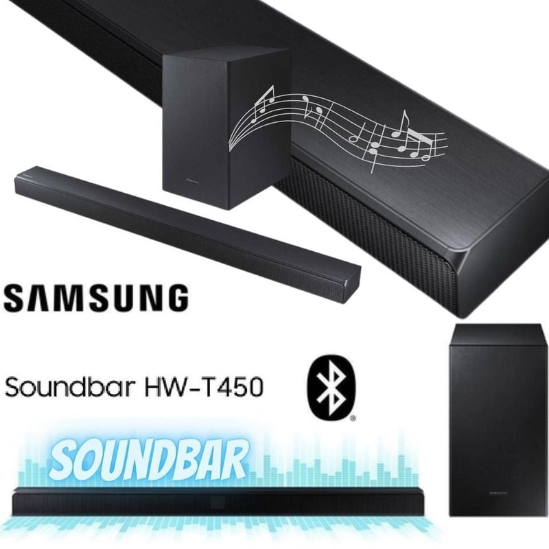 Soundbar Samsung Hw-T450, Com 2.1 Canais, Potência De 200w, Bluetooth E Subwoofer Sem Fio