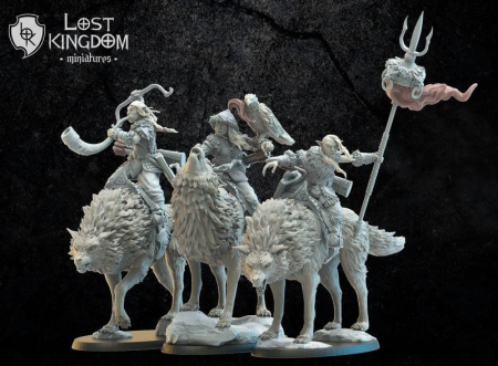Steppe Riders on Direwolf Command Group - 3D Print Model