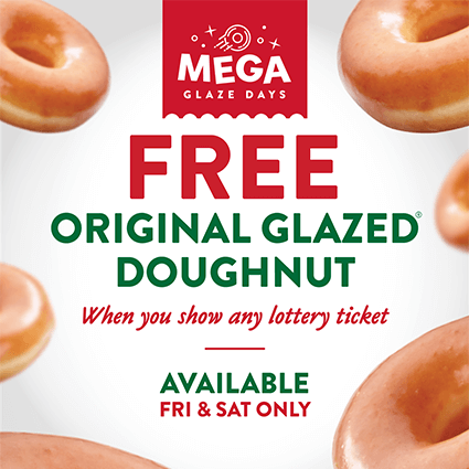 Get a Free Doughnut at Krispy Kreme August 4-5 with Lottery Ticket Get a Free Doughnut at Krispy Kreme August 4-5 with Lottery Ticket