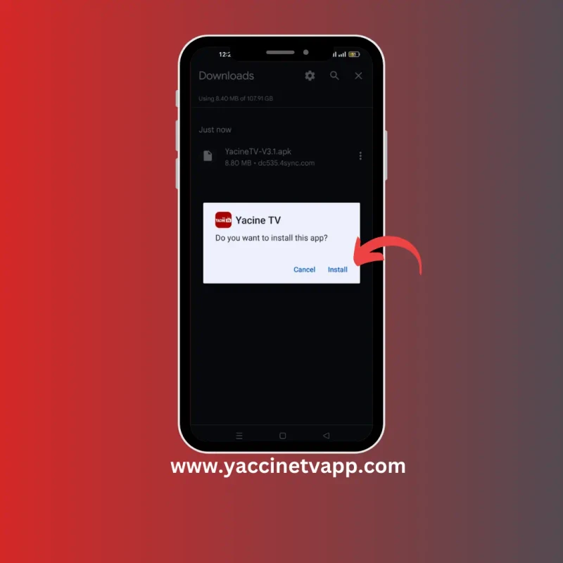 Yacine TV APK installation progress