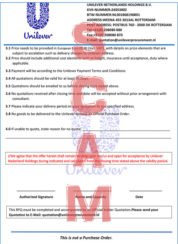 Frank Bakker Unilever quotationunileverprocurement.nl StopScamFraud