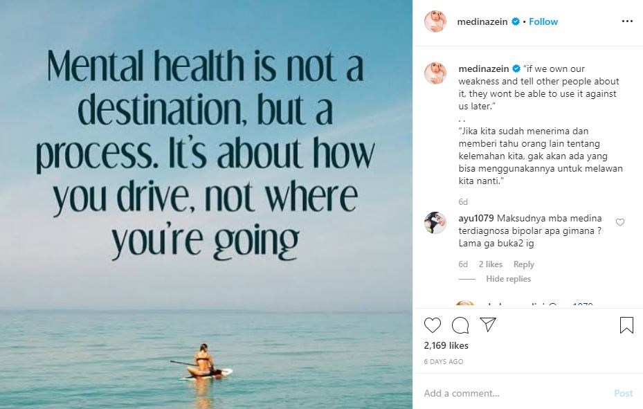 Unggahan di Instagram Medina Zein