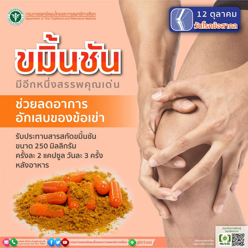 หมอแนะทางเลือกในการรักษาโรคข้อเข่าเสื่อม ชูผลวิจัยขมิ้นชัน มีฤทธิ์ต้านการอักเสบของข้อเข่า