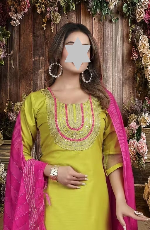 Women Fashion Trending Embrodered Kurta With Pant And Dupatta Set Set Color 2 (KS146)