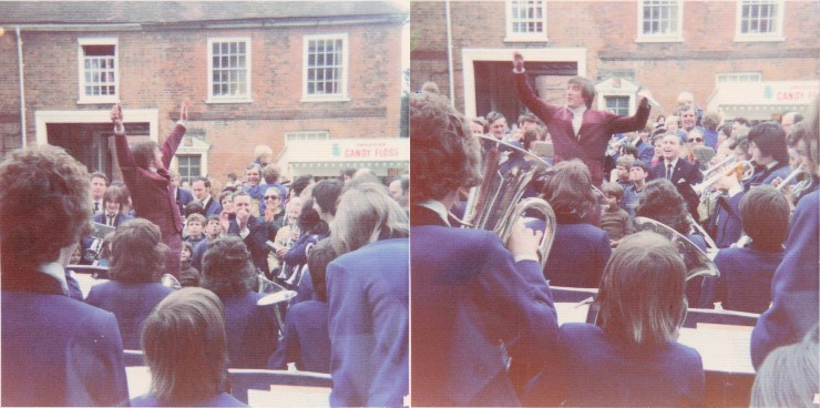 Roy Castle at the grand opening of Rosehill Instruments in Beaconsfield, 1975