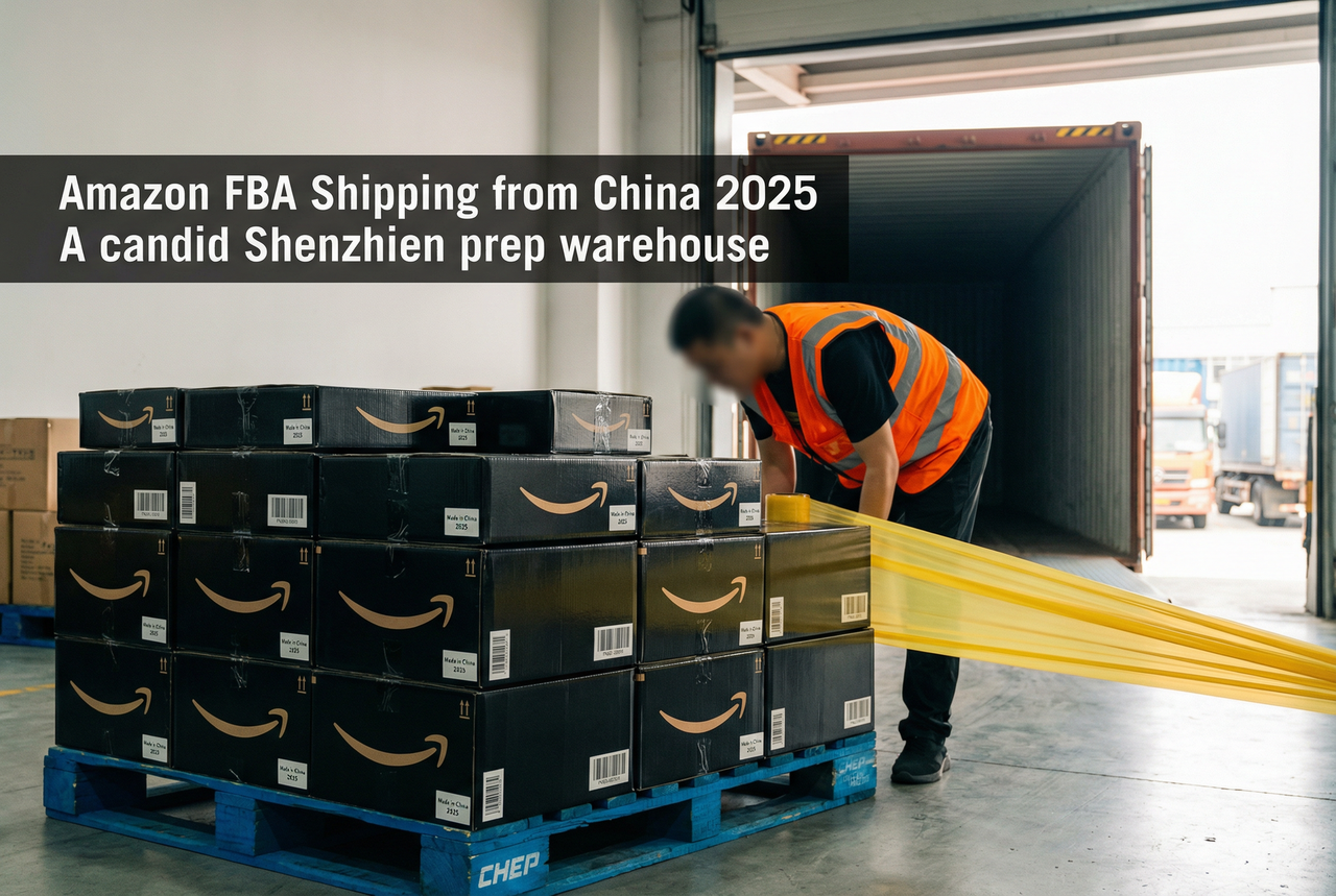 Shenzhen warehouse FBA prep operations - FNSKU labelling, poly-bagging, and quality control for Amazon shipments