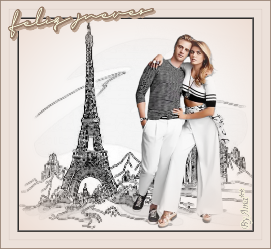 Pareja en Paris - Efecto Volver a Colorear y Efecto Dibujo  Jueves