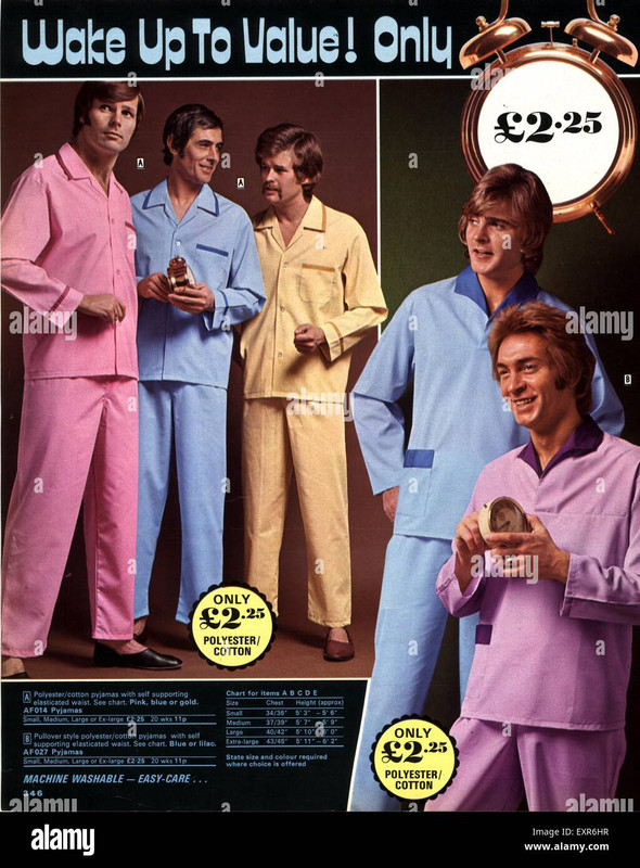 1970s uk mens pyjamas catalogue brochure plate EXR6HR